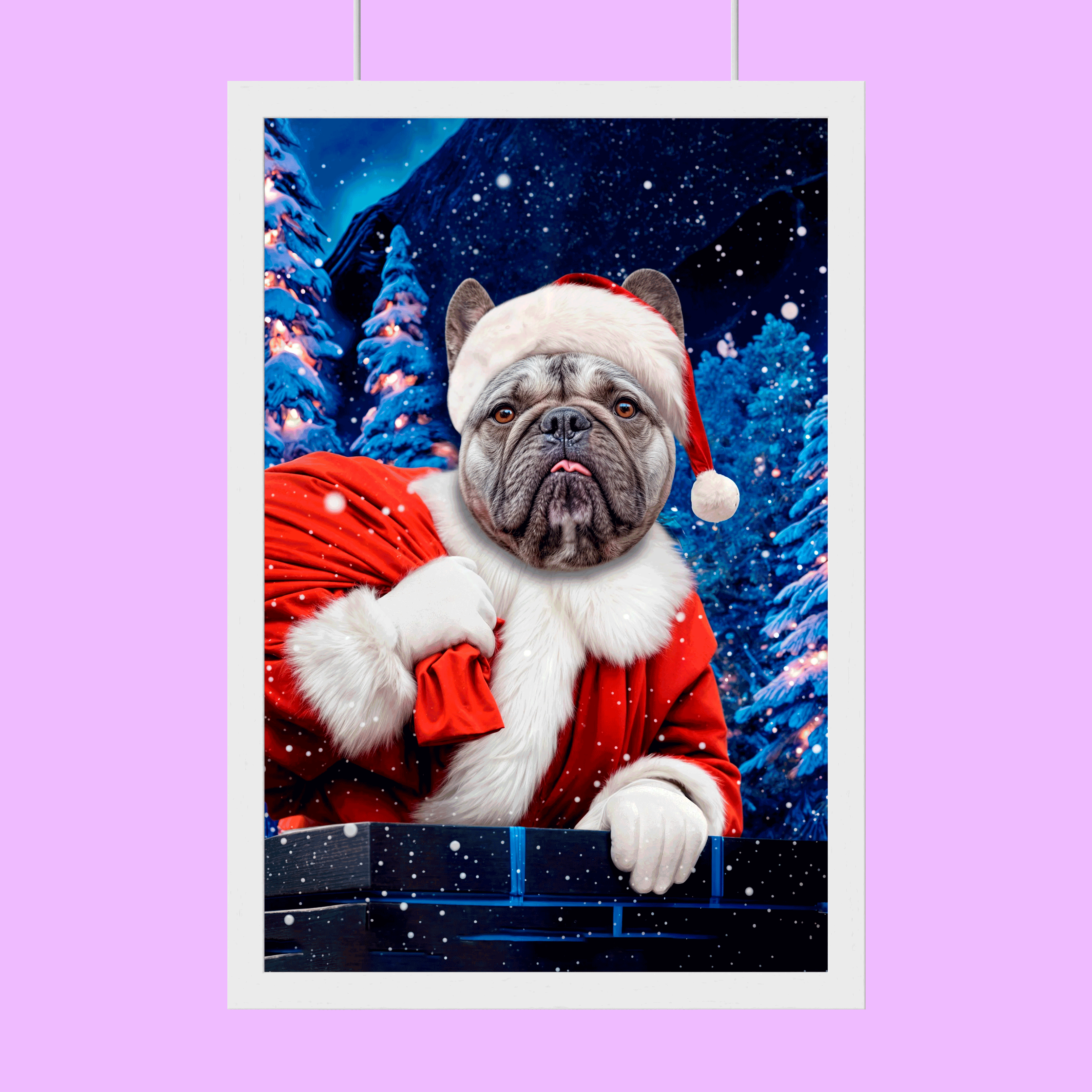 Santa’s Helper Pet Portrait – Festive Holiday Pet Art